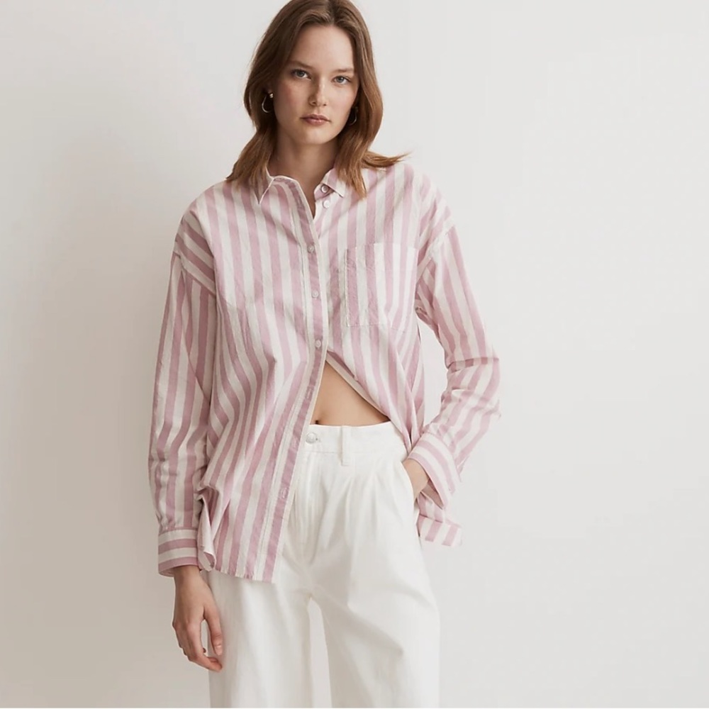 Madewell Signature Oversized Poplin Shirt in Stripe